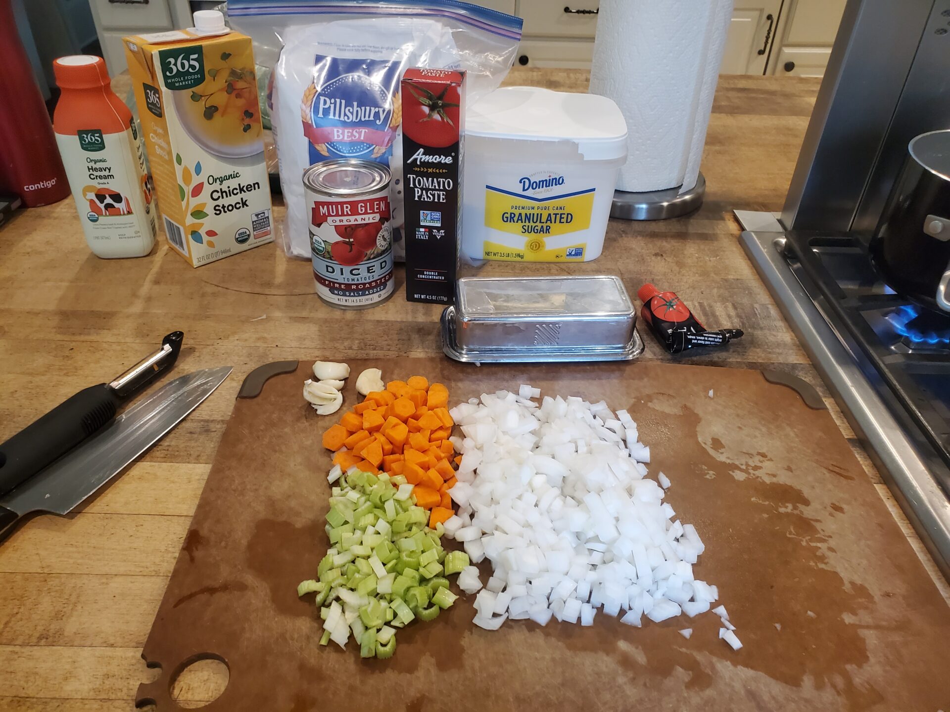 Ingredients for tomato bisque