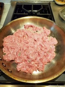 Cooking the ground pork